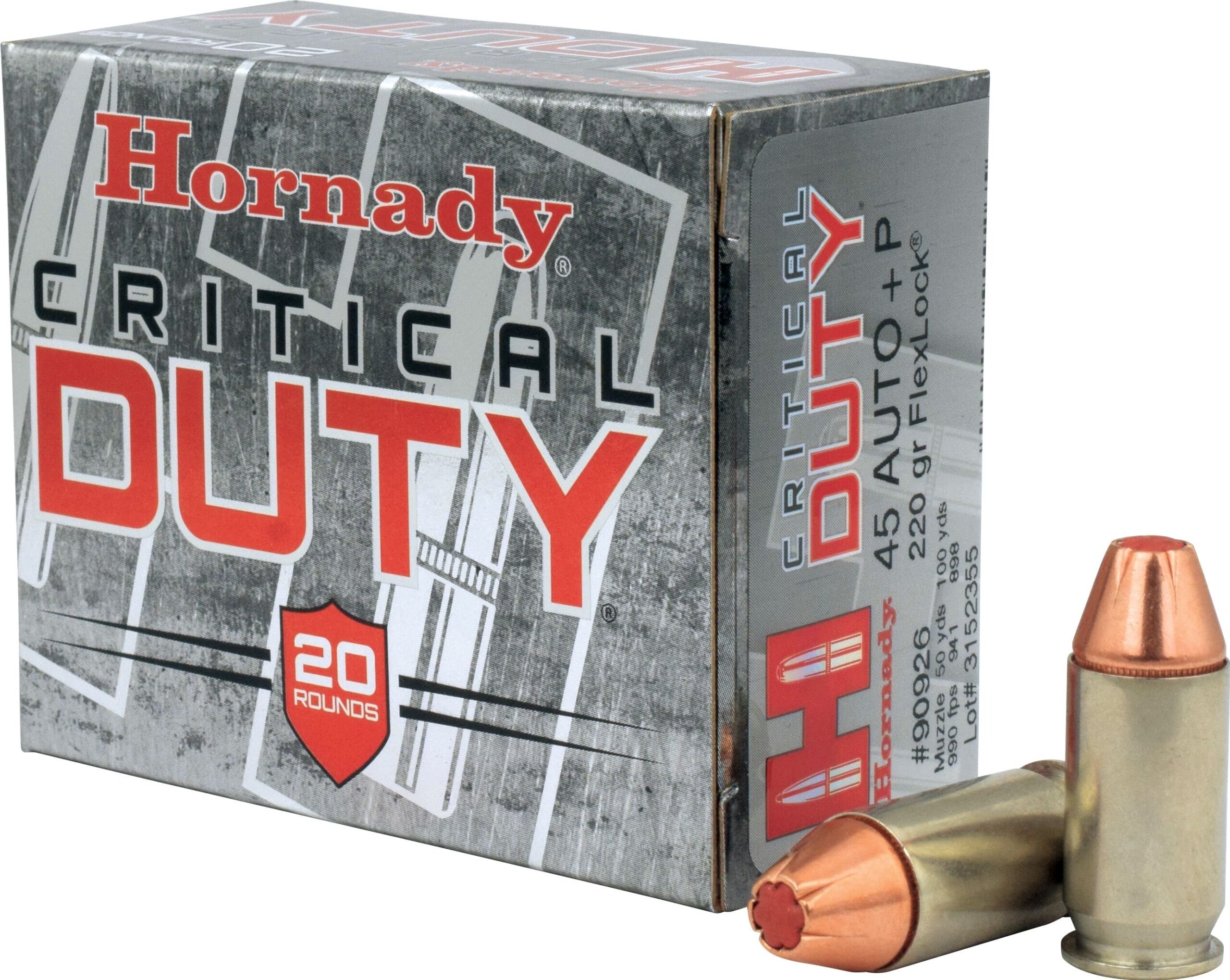 Hornady Critical Duty Pistol .45 ACP FlexLock 990FPS 20RD Hornady Critical Duty Pistol .45 ACP FlexLock 990FPS 20RD
