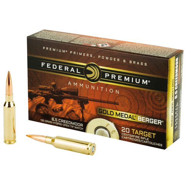 FEGM65CRDBH130_1_HR__01556Federal Gold Medal Berger 6.5mm Creedmoor OTM Federal Gold Medal Berger 6.5mm Creedmoor OTM